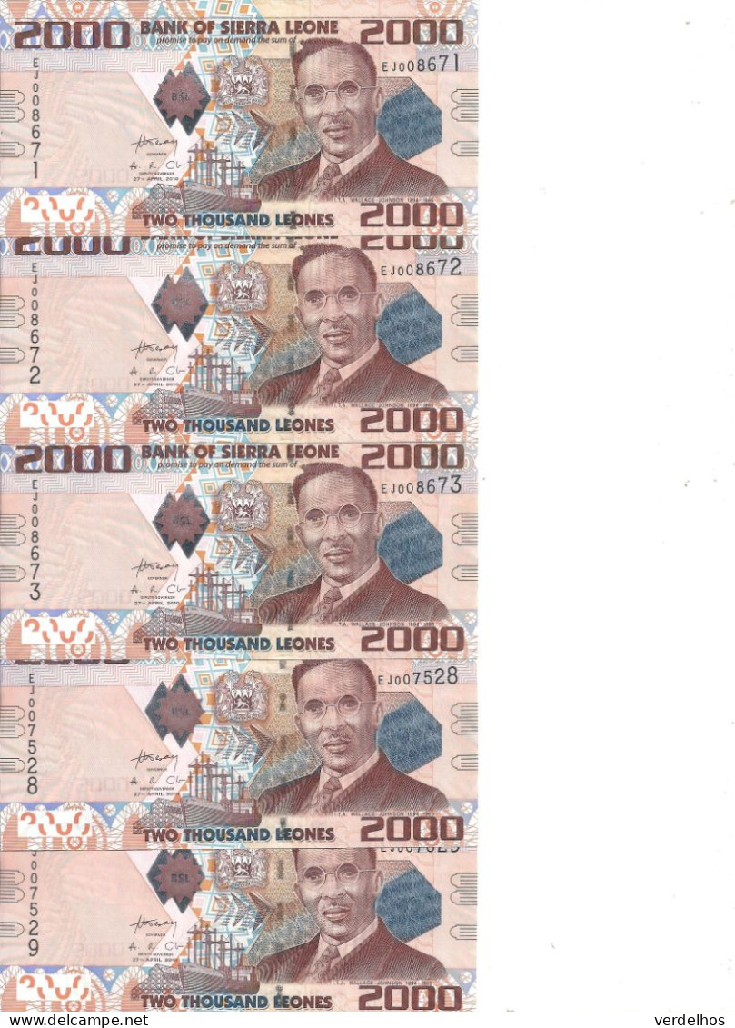 SIERRA LEONE 2000 LEONES 2010 UNC P 31  ( 5 Billets ) - Sierra Leone