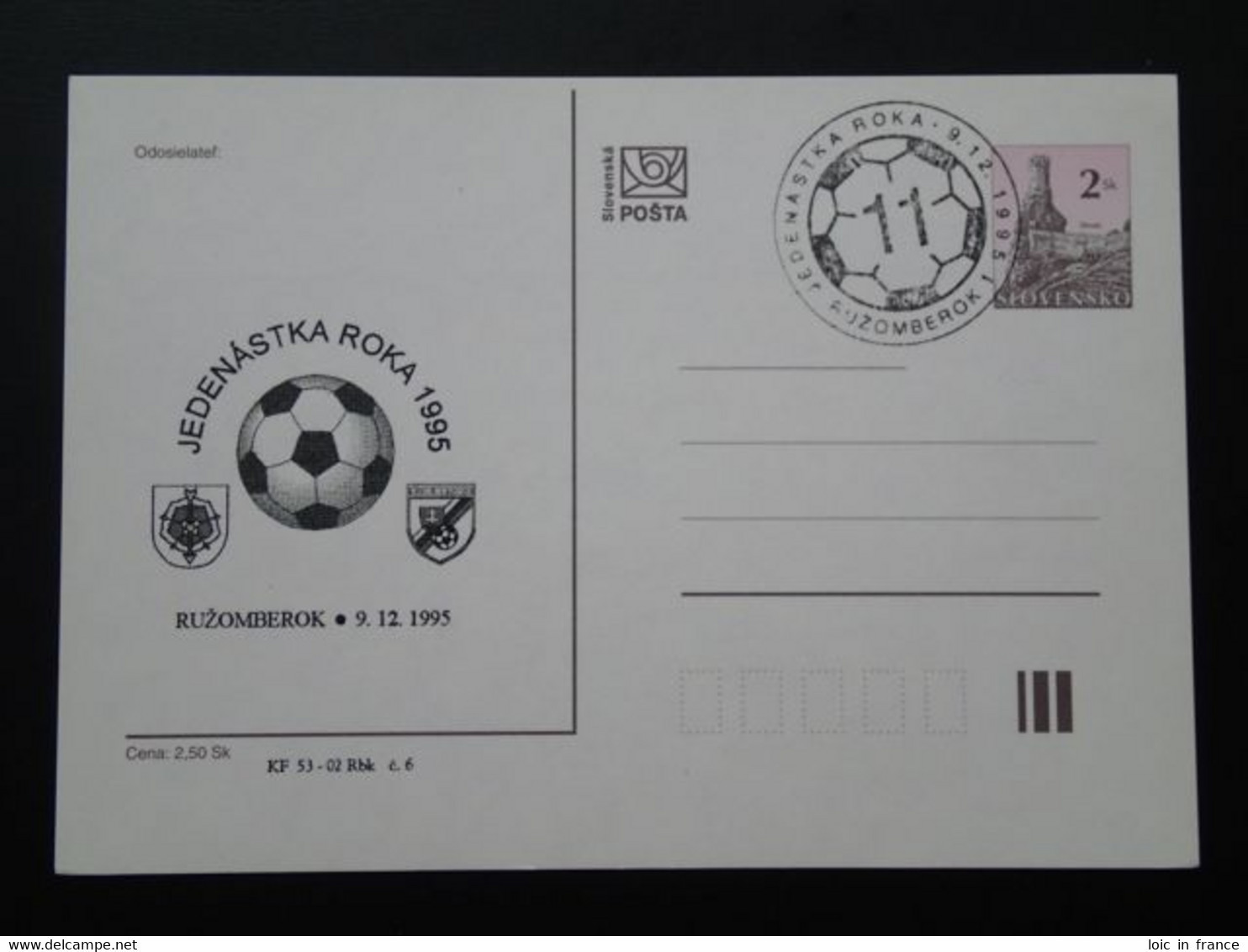 Entier Postal Stationery Card Football Slovaquie Slovakia Ref 66124 - Postcards