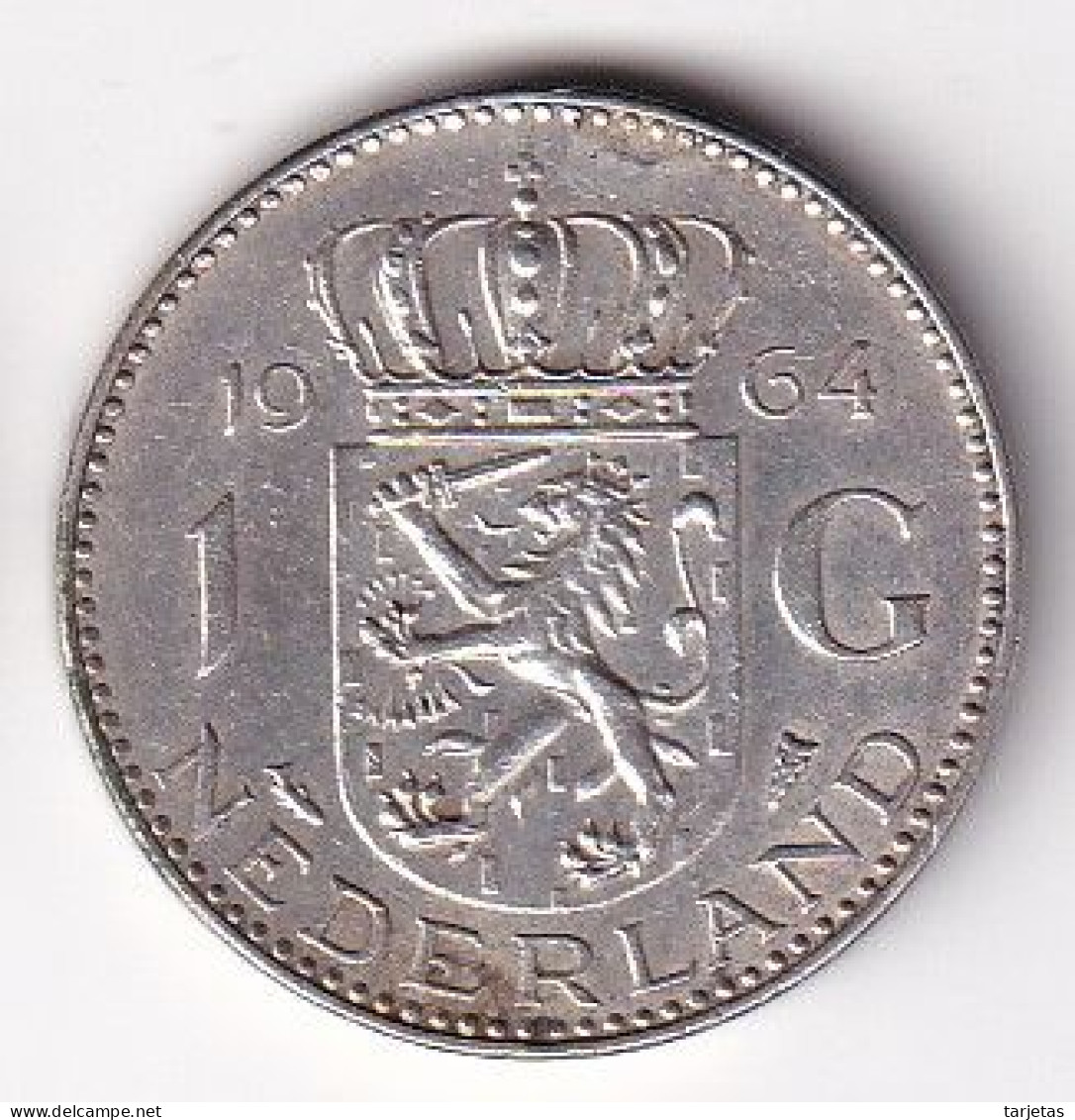 MONEDA DE HOLANDA DE 1 GULDEN DEL AÑO 1964 (SILVER-ARGENT) - 1948-1980 : Juliana