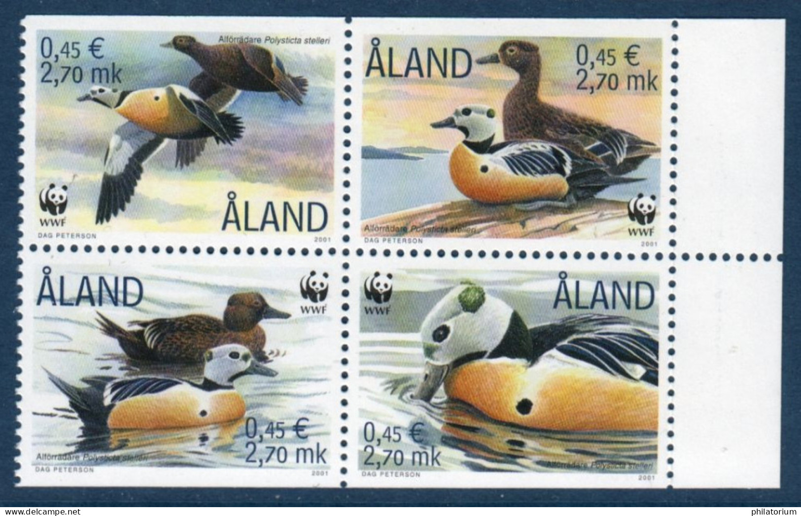 Aland, **, Yv, Mi 183, 184, 185, 186, SG 184, 185, 186, 187, Eider De Steller (Polysticta Stelleri), - Ålandinseln