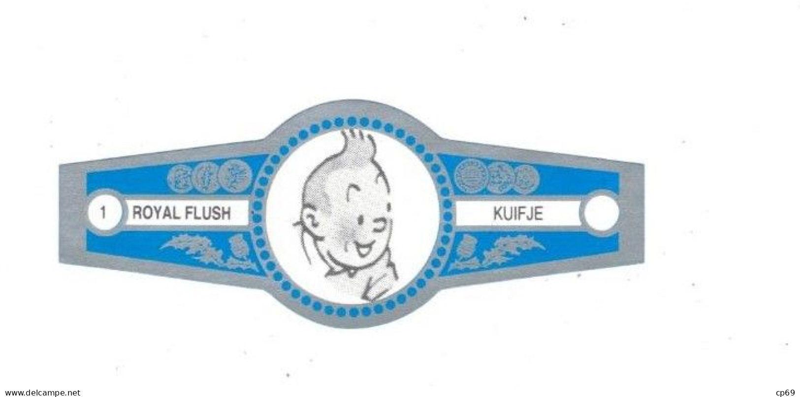 1) Bague De Cigare Série Tintin Bleue Grise Royal Flush Kuifje Tintin Détective En Superbe.Etat - Advertisement