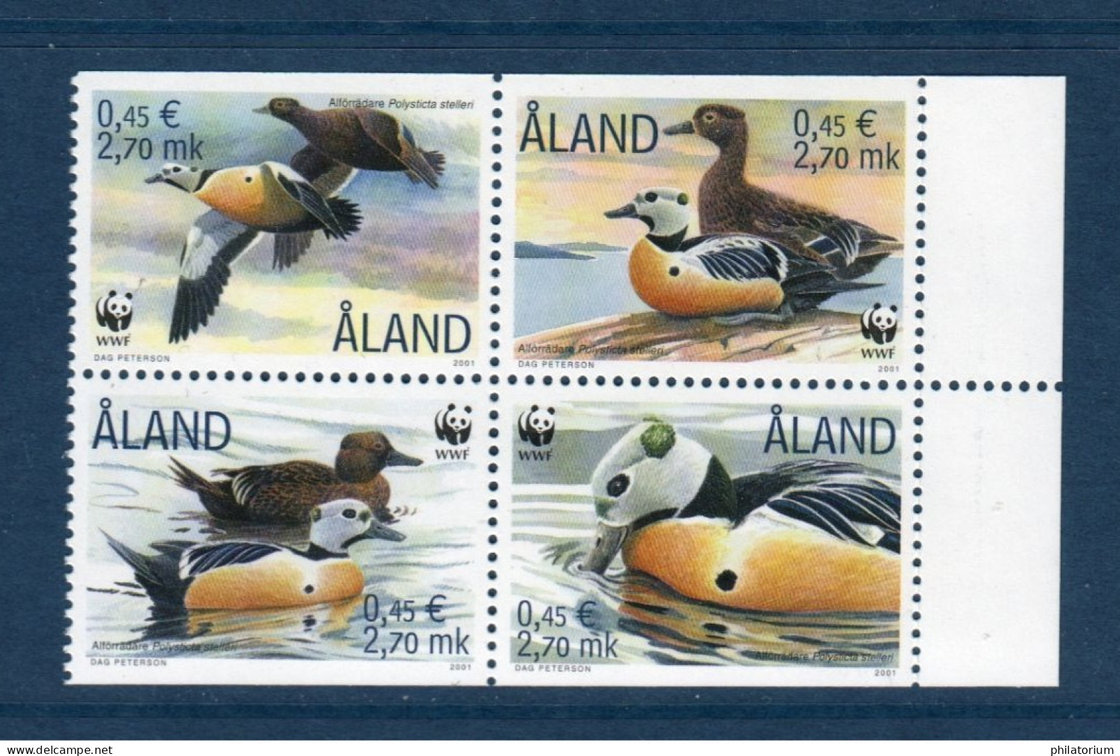 Aland, **, Yv, Mi 183, 184, 185, 186, SG 184, 185, 186, 187, Eider De Steller (Polysticta Stelleri), - Eenden