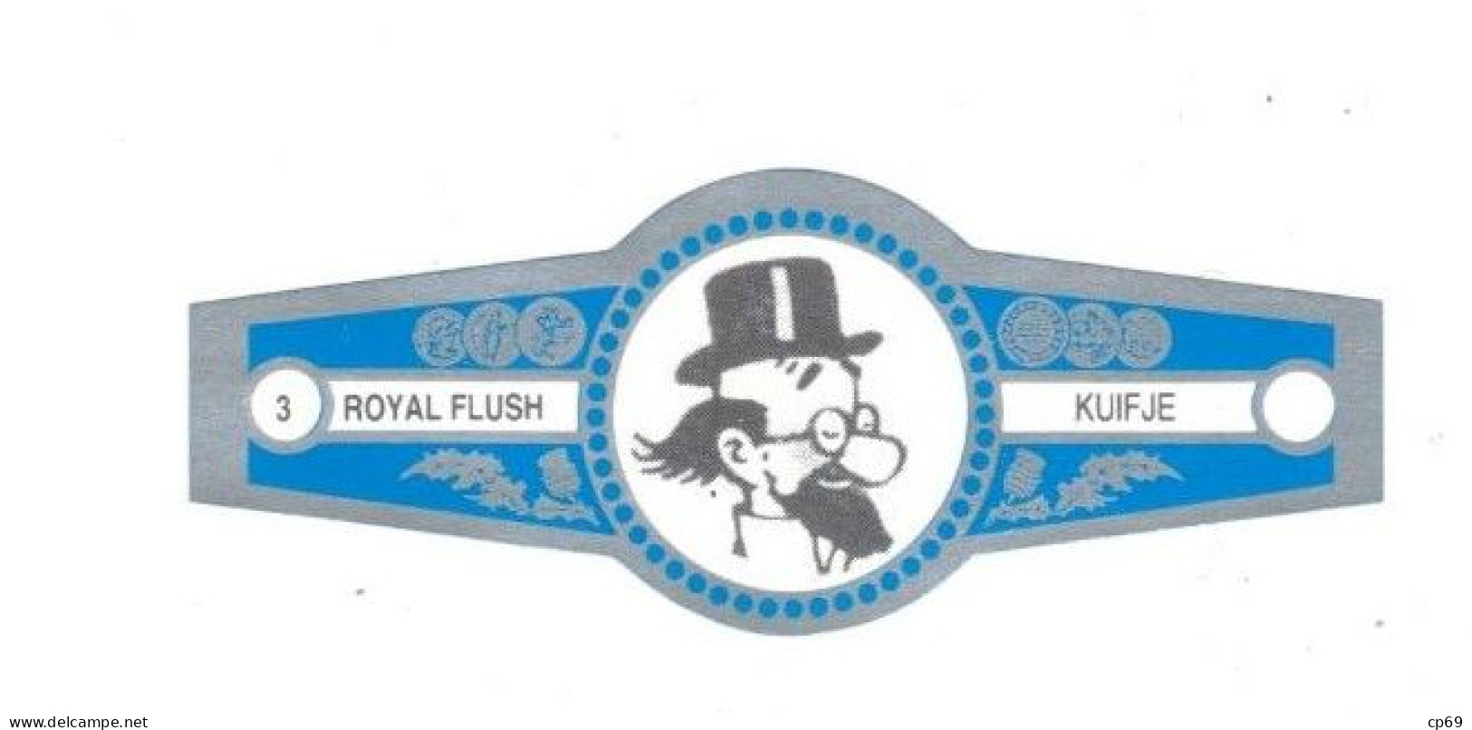 3) Bague De Cigare Série Tintin Bleue Grise Royal Flush Kuifje Le Professeur Siclone En Superbe.Etat - Advertisement