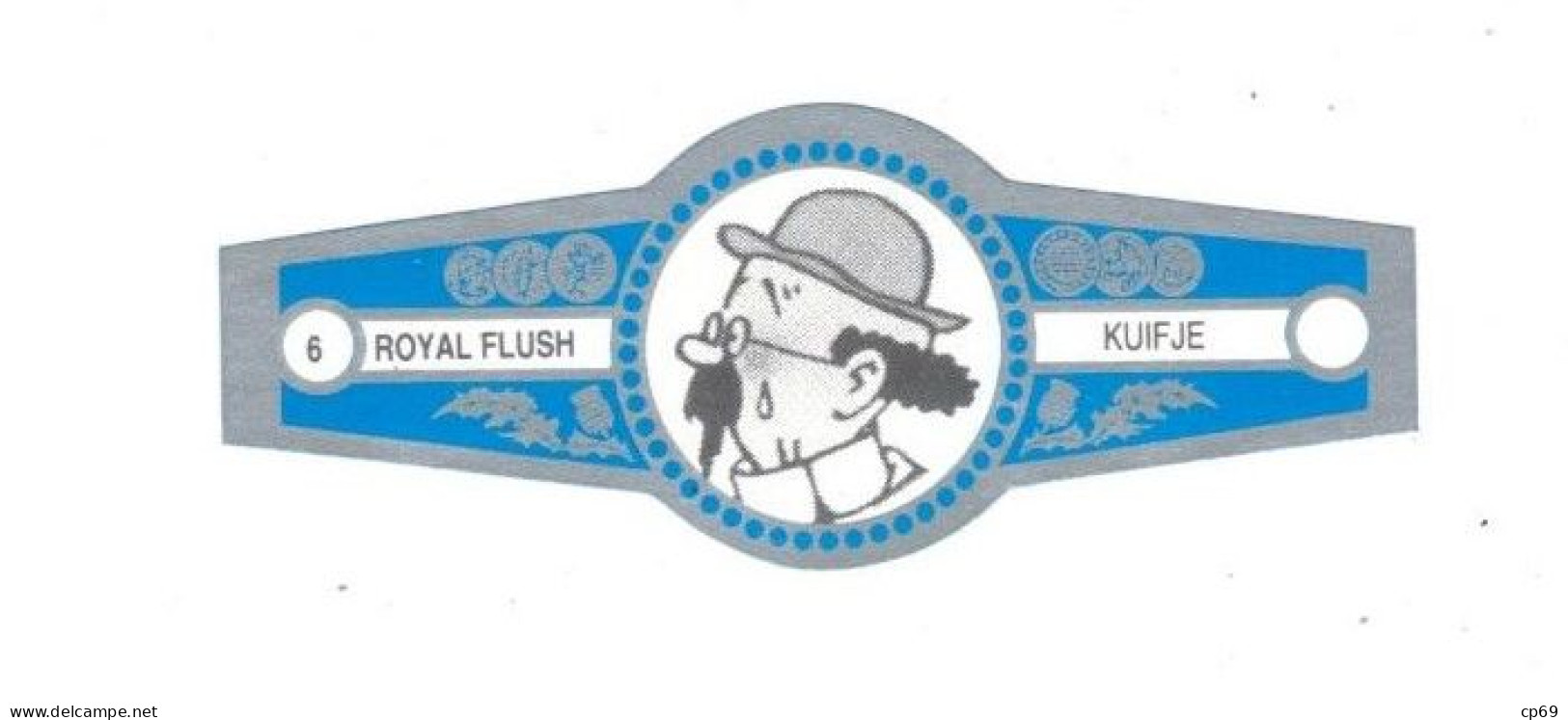 6) Bague De Cigare Série Tintin Bleue Grise Royal Flush Kuifje Professeur Tournesol En Superbe.Etat - Advertisement