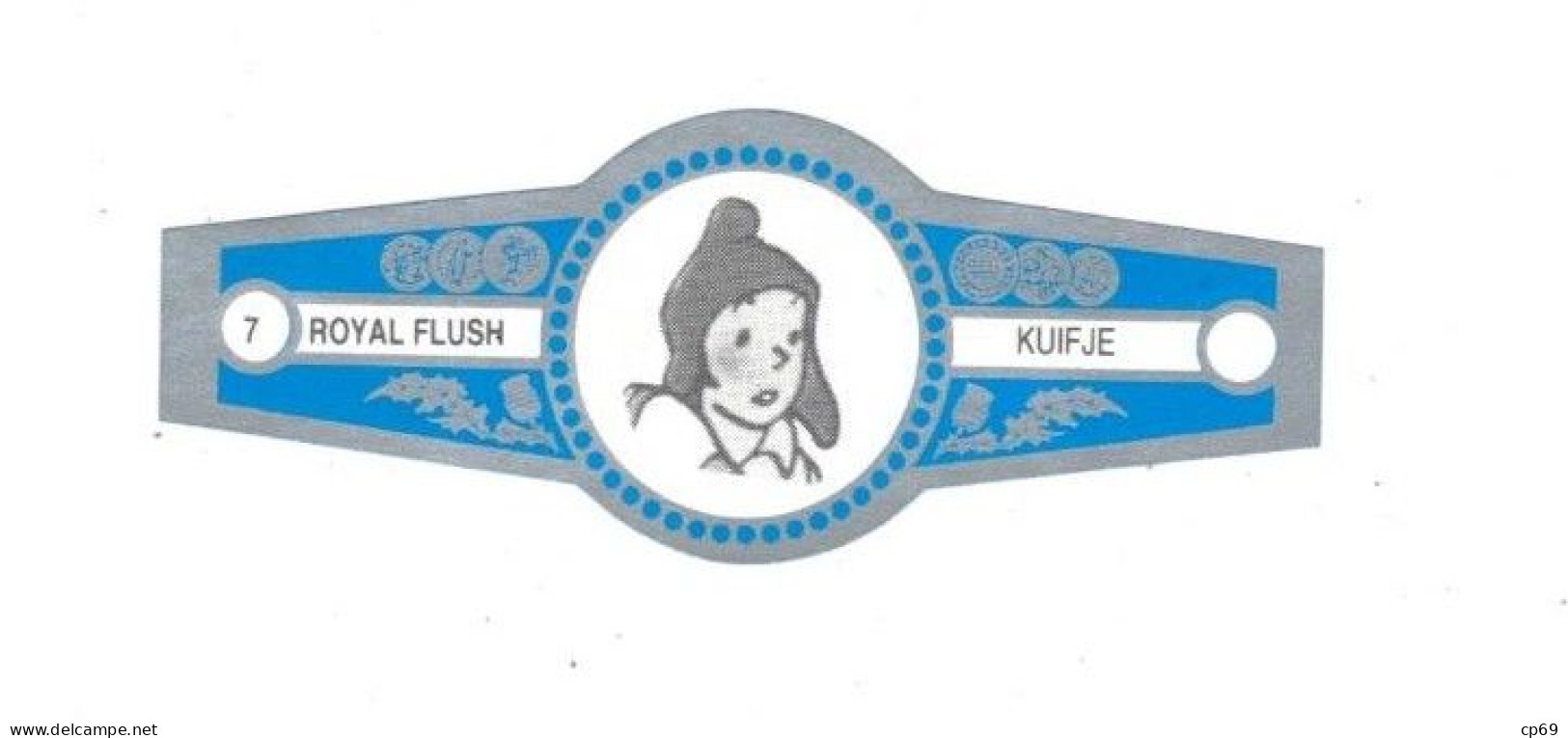 7) Bague De Cigare Série Tintin Bleue Grise Royal Flush Kuifje Zorrino En Superbe.Etat - Werbeobjekte