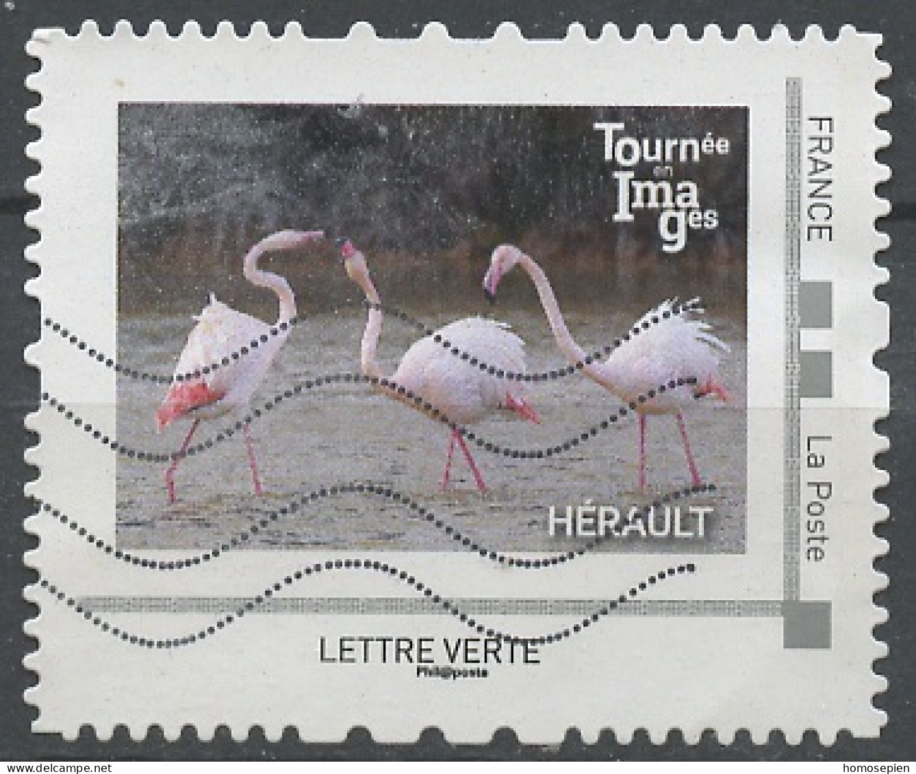 France - Frankreich Timbre Personnalisé 2010 Y&T N°IDT67Aa-003-05 - Michel N°BS(?) (o) - Hérault, Flamants Roses - Oblitérés