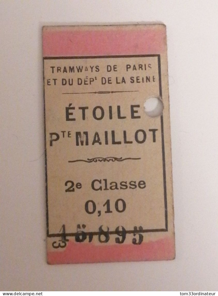 Ticket Tramway De Paris Et Du Dpt De La Seine - Other & Unclassified