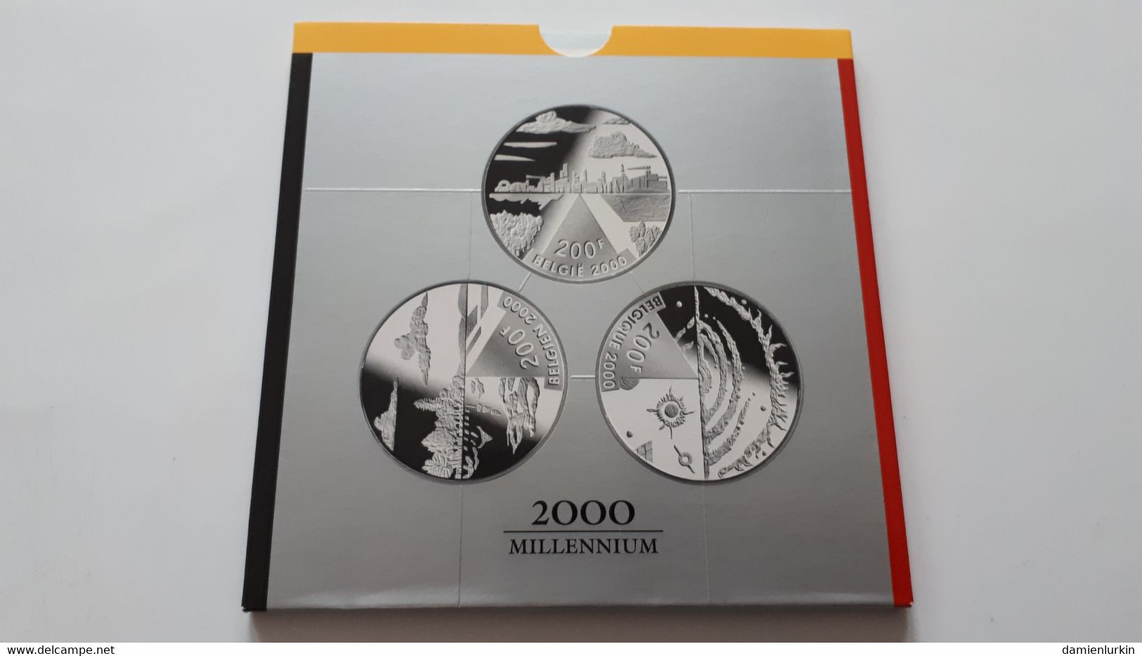 BELGIQUE COFFRET 3 X 200 FRANCS MILLENNIUM ANNEE 2000 ARGENT/ZILVER/SILVER 925 QP QUALITY PROOF -ONLY 5.000- - 200 Francs