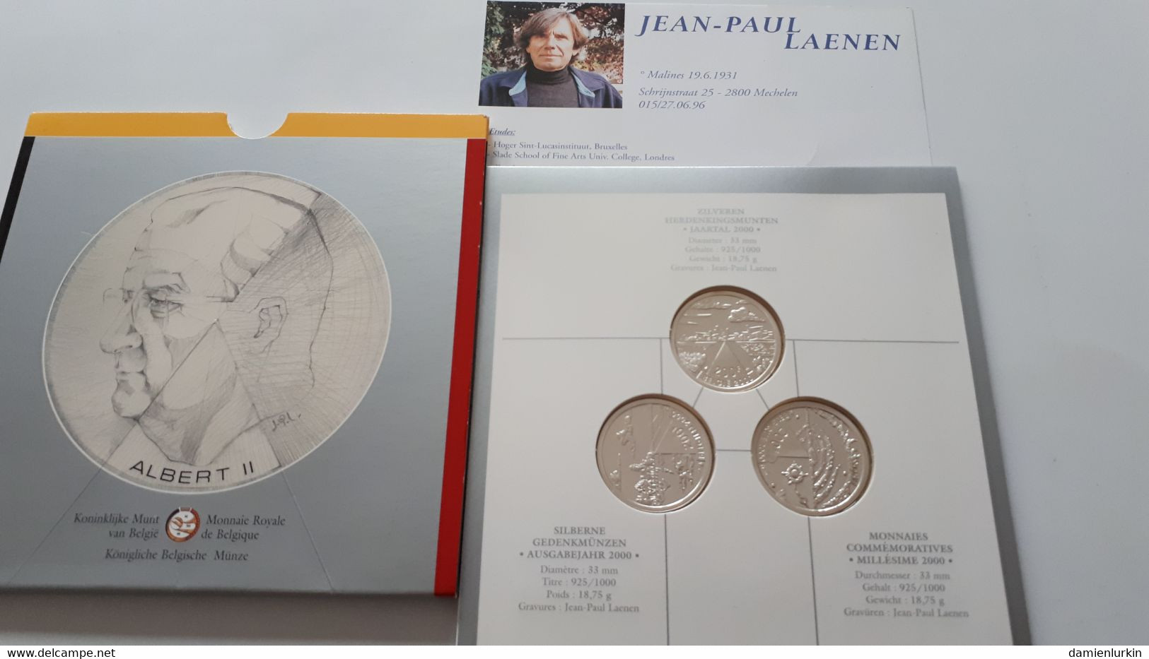 BELGIQUE COFFRET 3 X 200 FRANCS MILLENNIUM ANNEE 2000 ARGENT/ZILVER/SILVER 925 QP QUALITY PROOF -ONLY 5.000- - 200 Francs