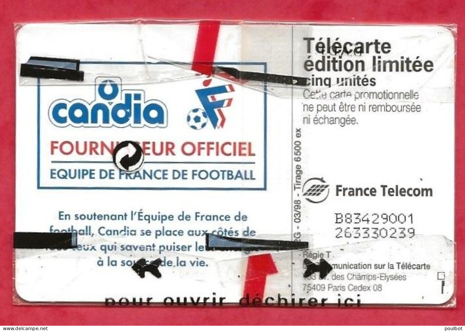 Télécarte NSB Gn 492 Candia Equipe De France - 5 Unidades
