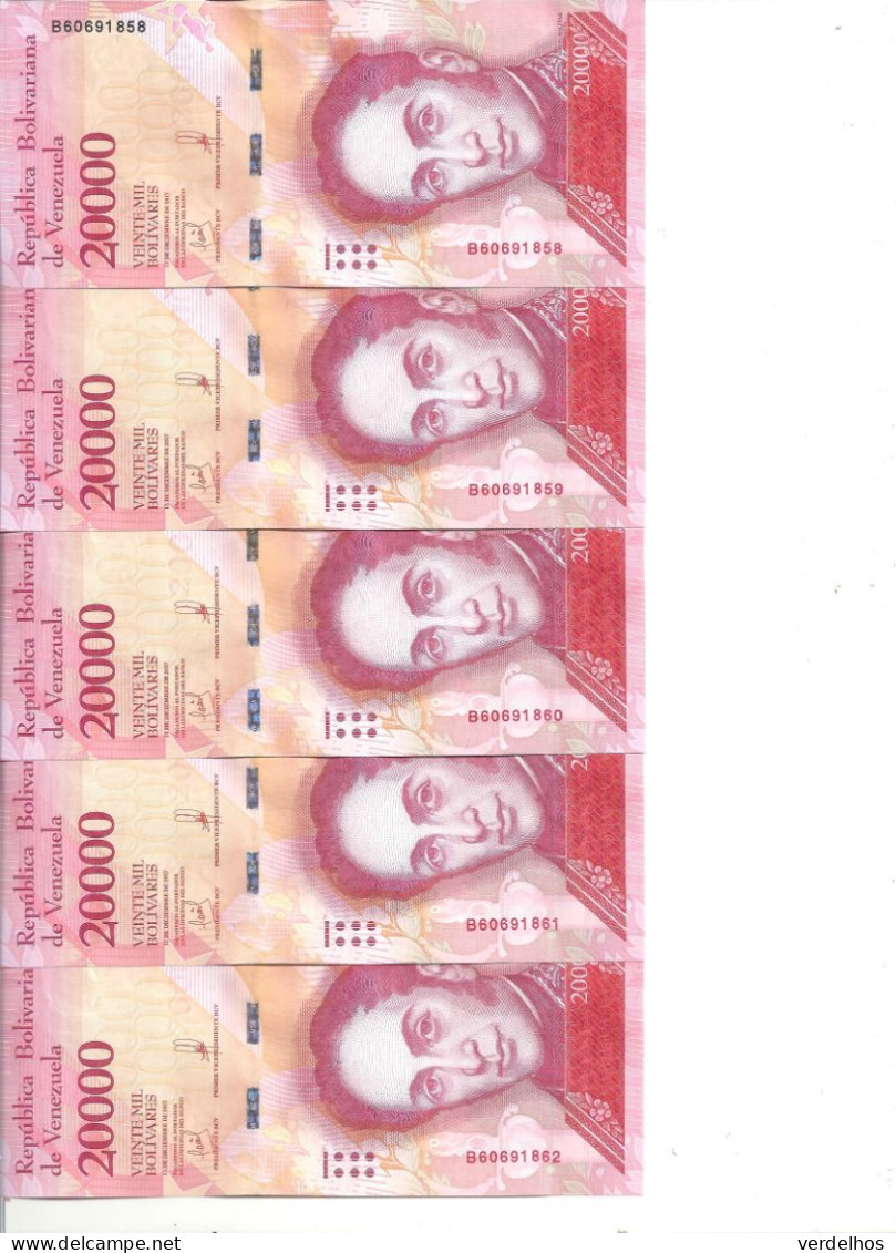 VENEZUELA 20000 BOLIVARES 2017 UNC P 99 B ( 5 Billets ) - Venezuela