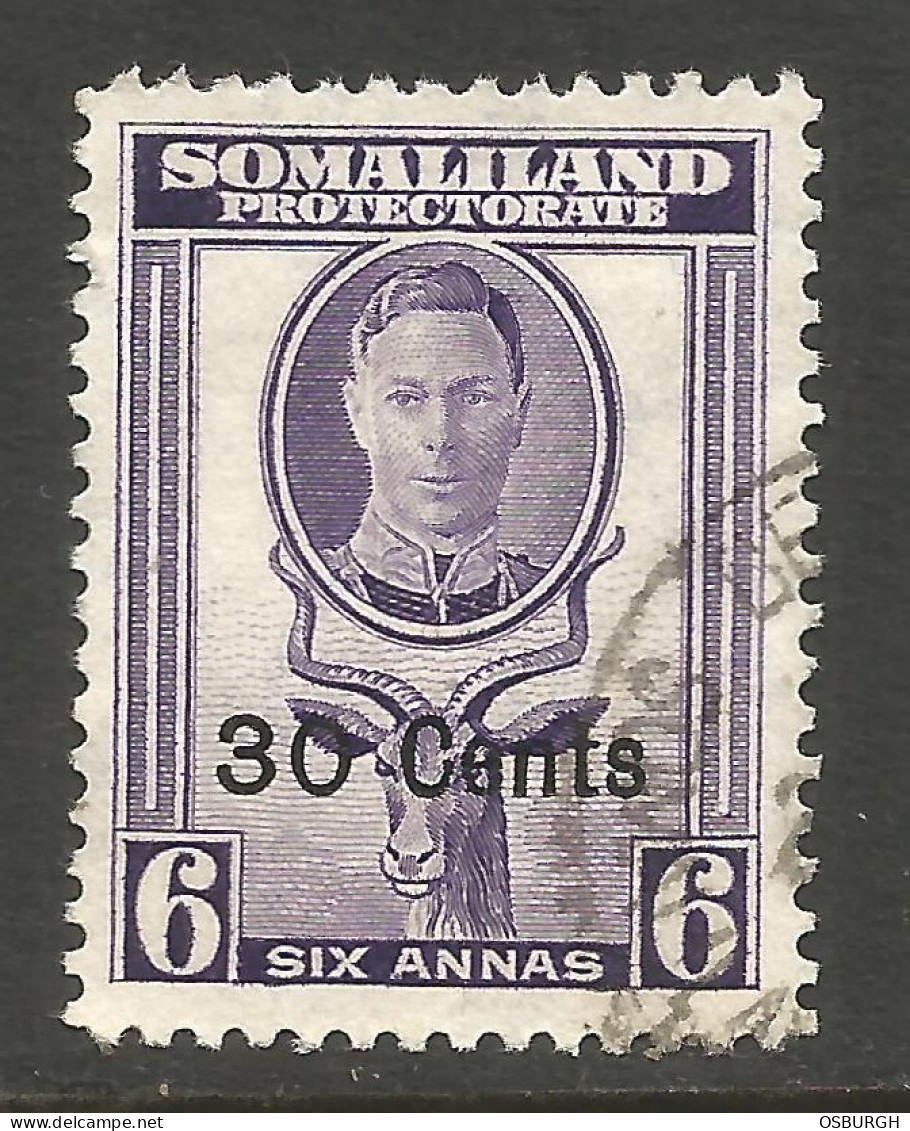 SOMALILAND. GVI. 30c ON 6a USED. ANTELOPE. - Somaliland (Protectorat ...-1959)