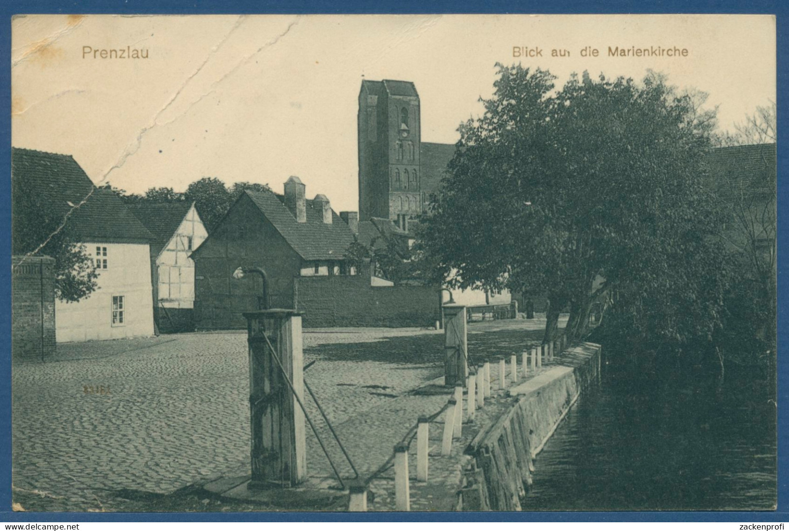 Prenzlau Am Mittelgraben, Gelaufen 1914, Knick (AK2671) - Prenzlau