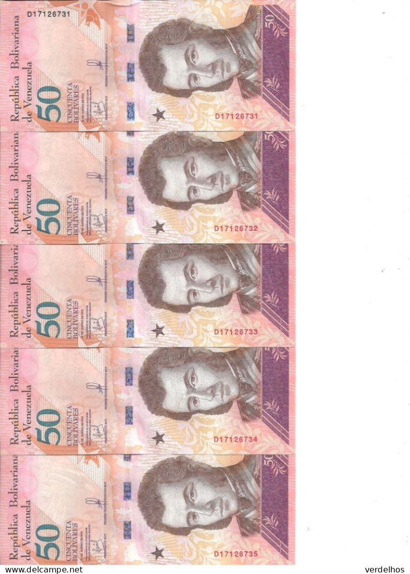 VENEZUELA 50 BOLIVARES 2018 UNC P 105 ( 5 Billets ) - Venezuela