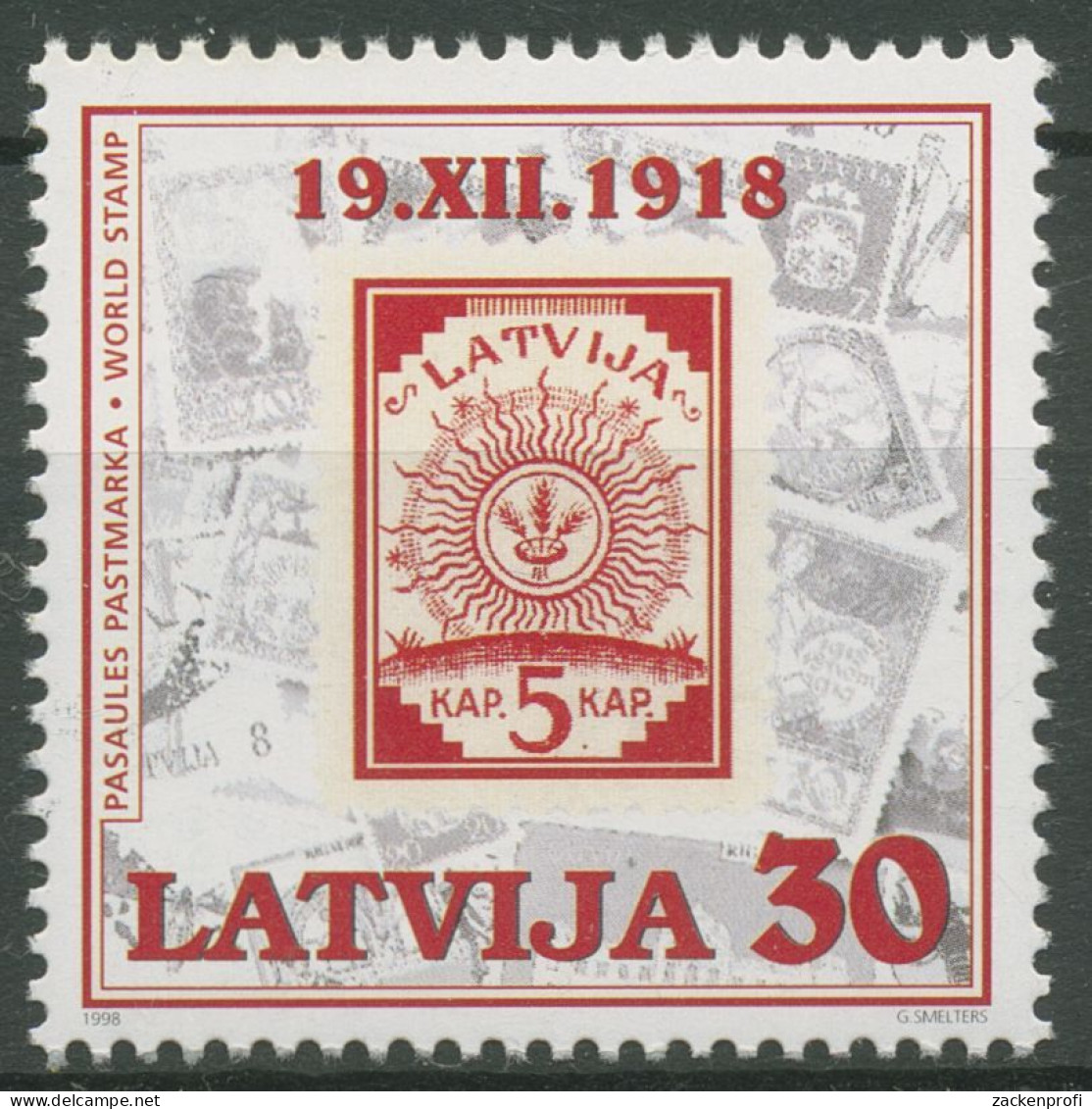 Lettland 1998 80 Jahre Briefmarken MiNr. 2 Ähren Im Sonnenkreis 487 Postfrisch - Lettonie