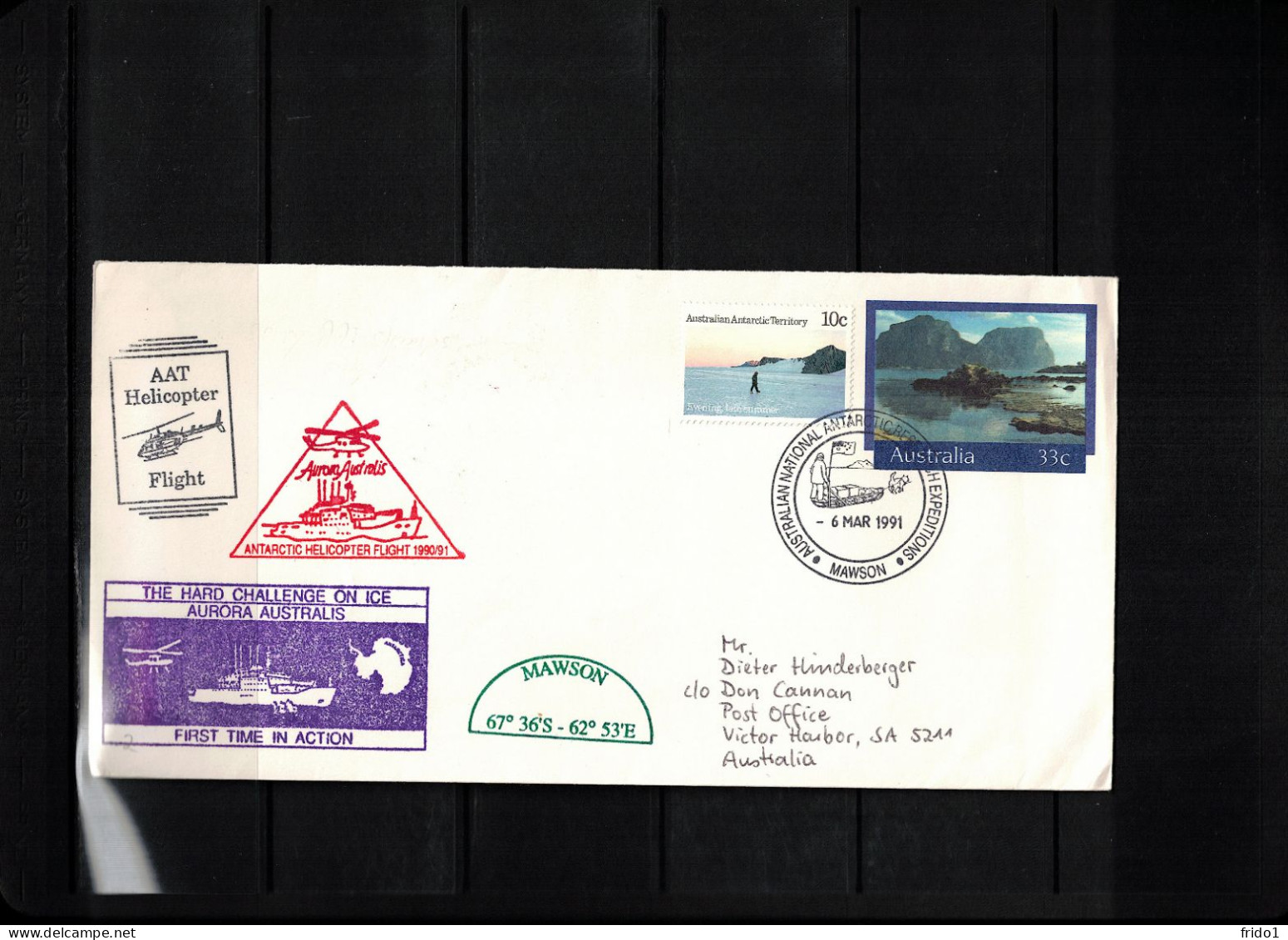 AAT 1991 Australian National Antarctic Research Expeditions - Mawson Station - Ship Aurora Australis- Helicopter Service - Navires & Brise-glace