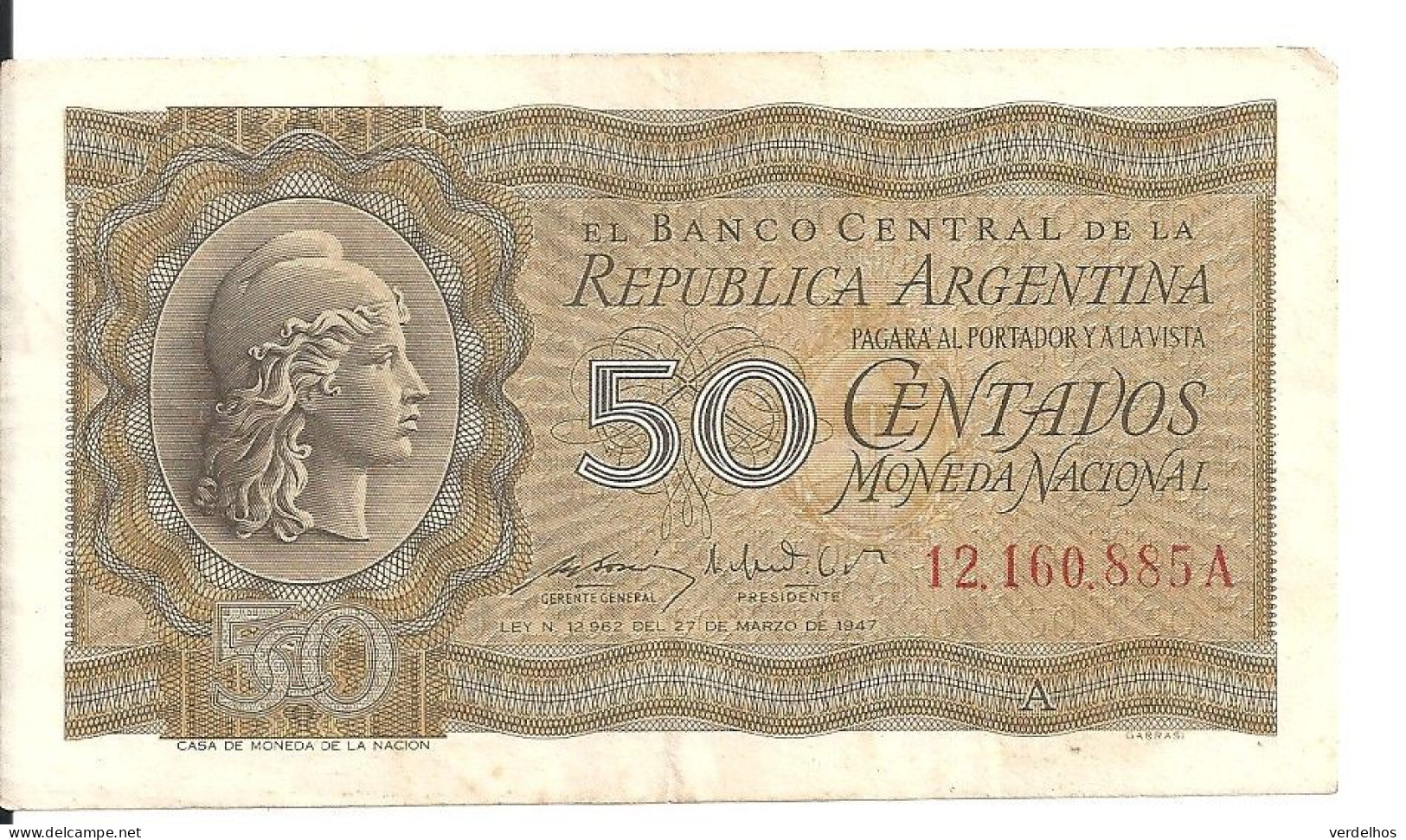 ARGENTINE 50 CENTAVOS ND1951 VF+ P 261 - Argentina