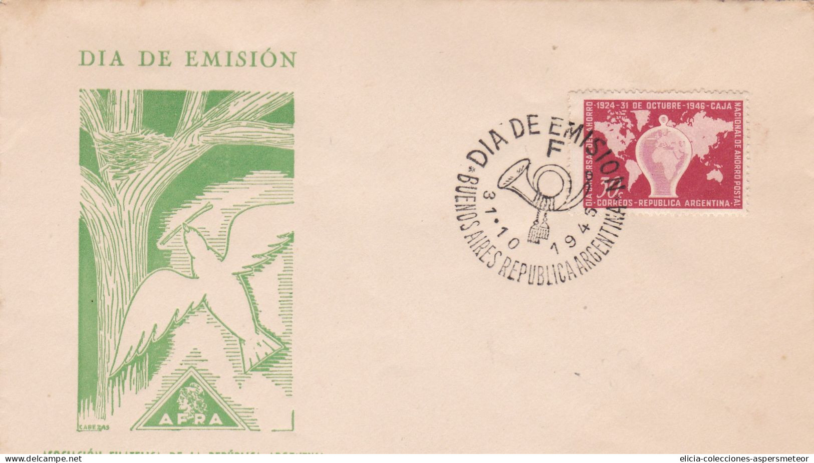 Argentina - 1945 - FDC - National Postal Savings Bank - Argentine Philatelic Association - Caja 30 - FDC