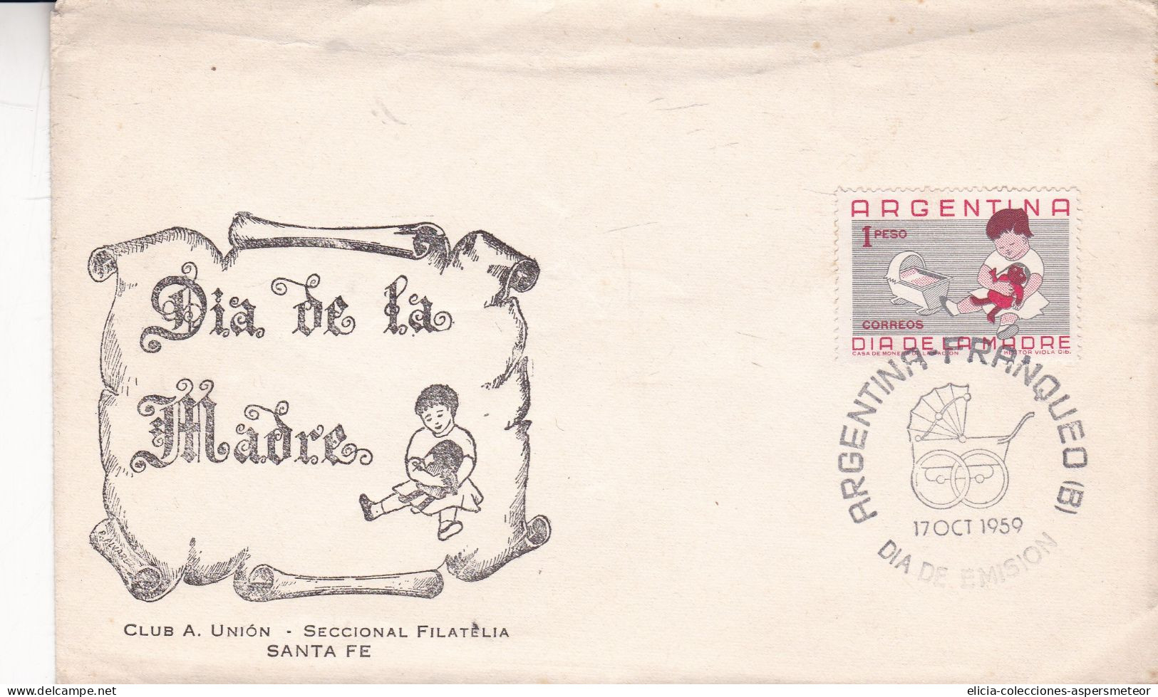 Argentina - 1959 - FDC - Mother`s Day - Santa Fe Philatelic Sectional - Caja 30 - FDC