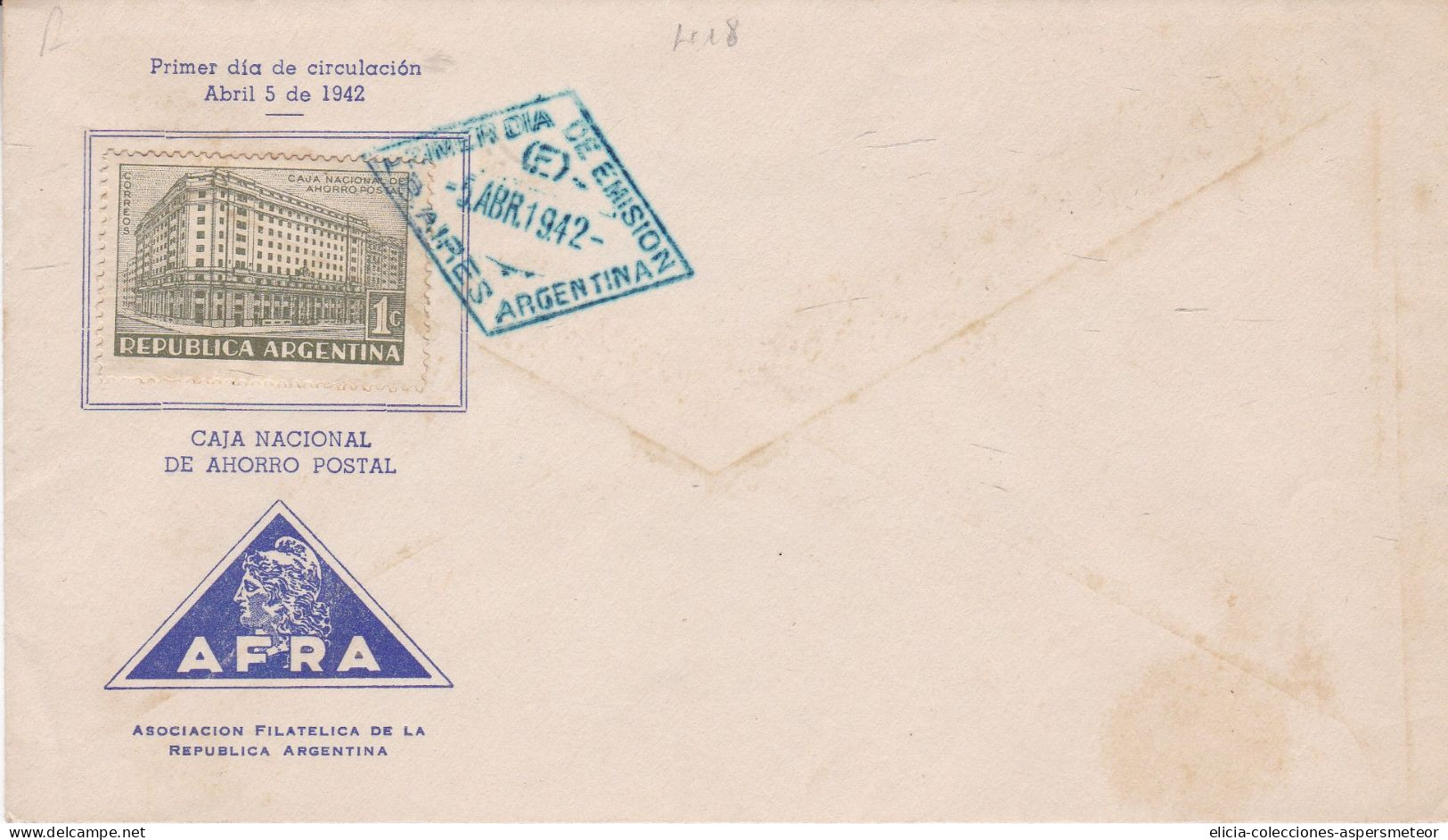 Argentina - 1942 - FDC - National Postal Savings Bank - Argentine Philatelic Association - Caja 30 - FDC