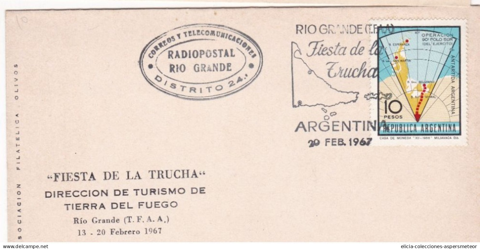 Argentina - 1967 - FDC - Trucha`s Party - Río Negro Tourism  - Caja 30 - FDC