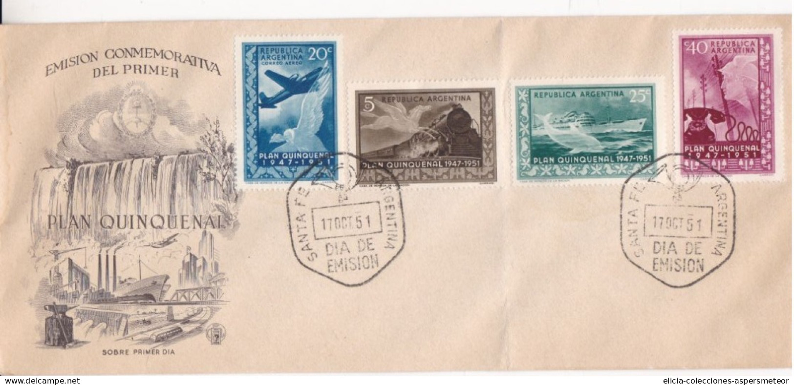 Argentina - 1951 - FDC - First Plan Quinquenal - Caja 30 - FDC