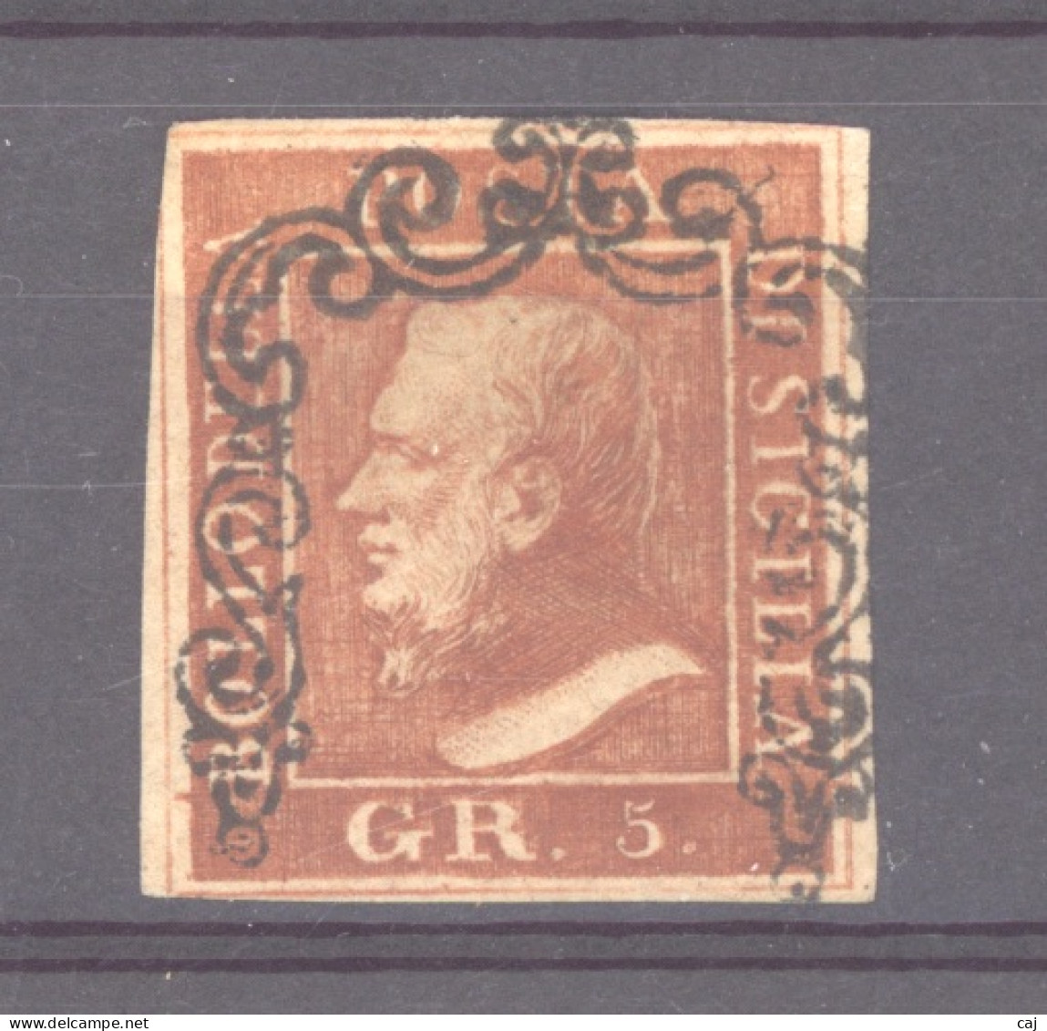 Italie  -  Sicile  :  Yv  21e  (o)   Brun Rouge - Sicilia