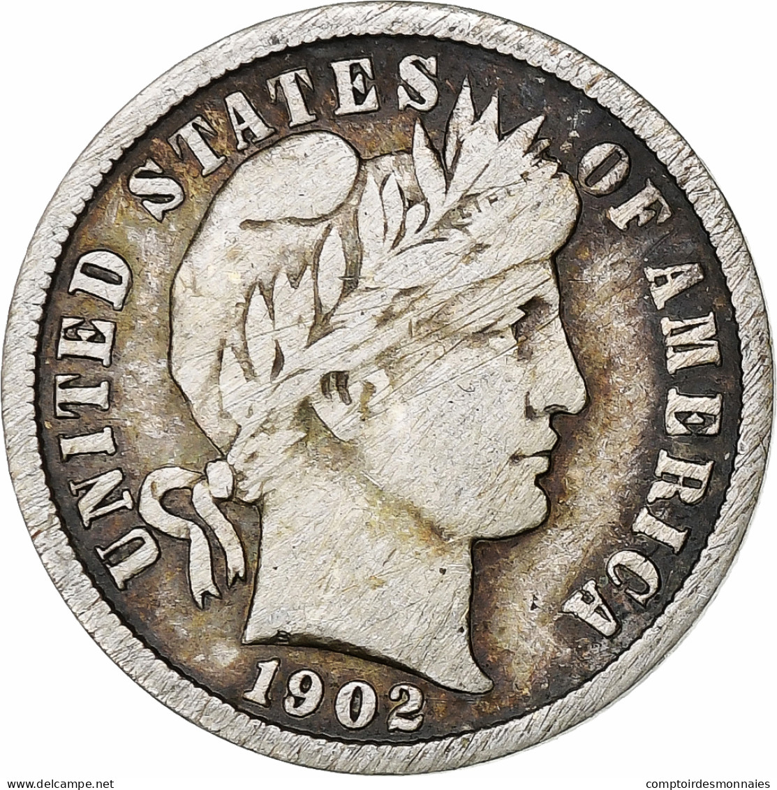 États-Unis, Dime, Barber Dime, 1902, U.S. Mint, Argent, TB, KM:113 - 1892-1916: Barber