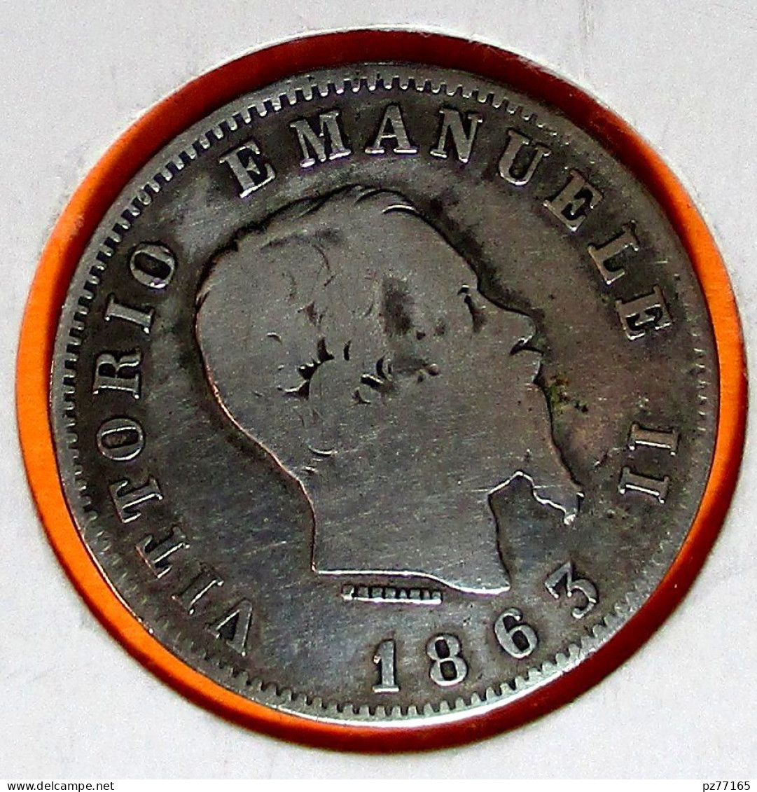 ITALIE 1 LIRE1863 M. TTB. KM#15.1  2 Photos. Argent  Silver - 1861-1878 : Victor Emmanuel II