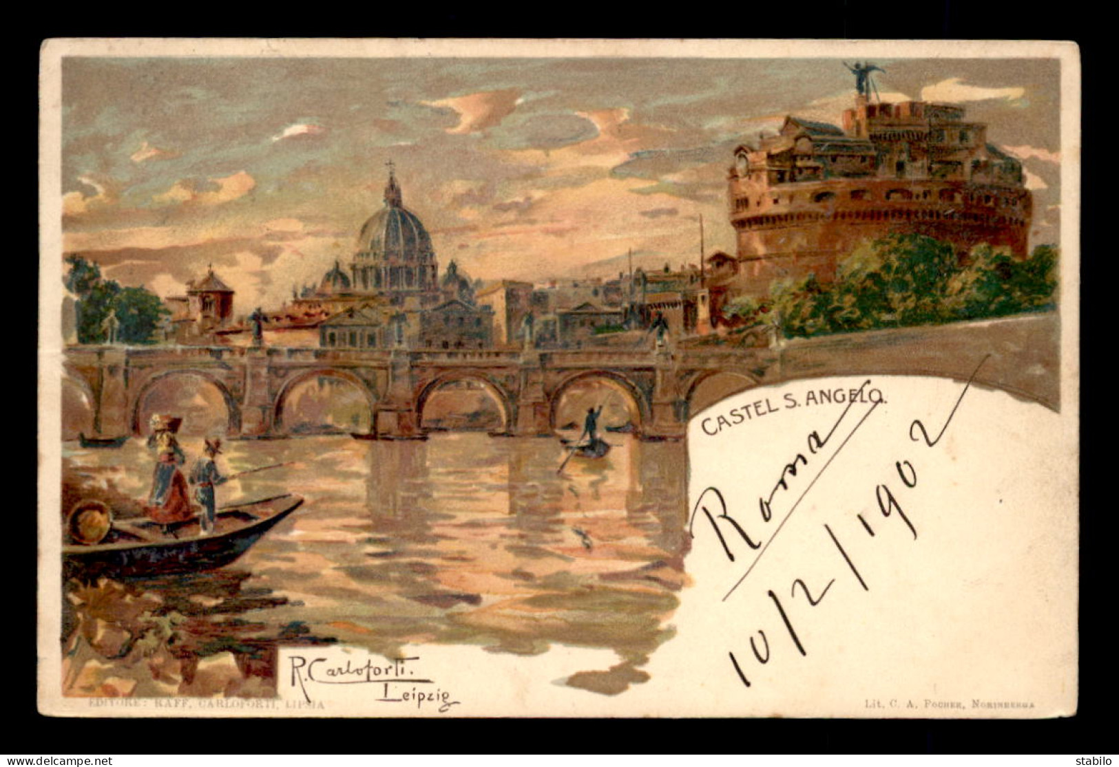 ITALIE - ROMA - CASTEL ST-ANGELO - CARTE ILLUSTREE PAR R. CARLOFORTI - Castel Sant'Angelo