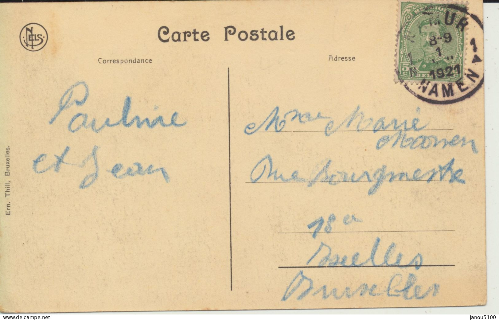 CARTES POSTALES   BELGIQUE GODINNE  ( YVOIR )   "   HÖTEL DES ETRANGERS  "        1921. - Yvoir