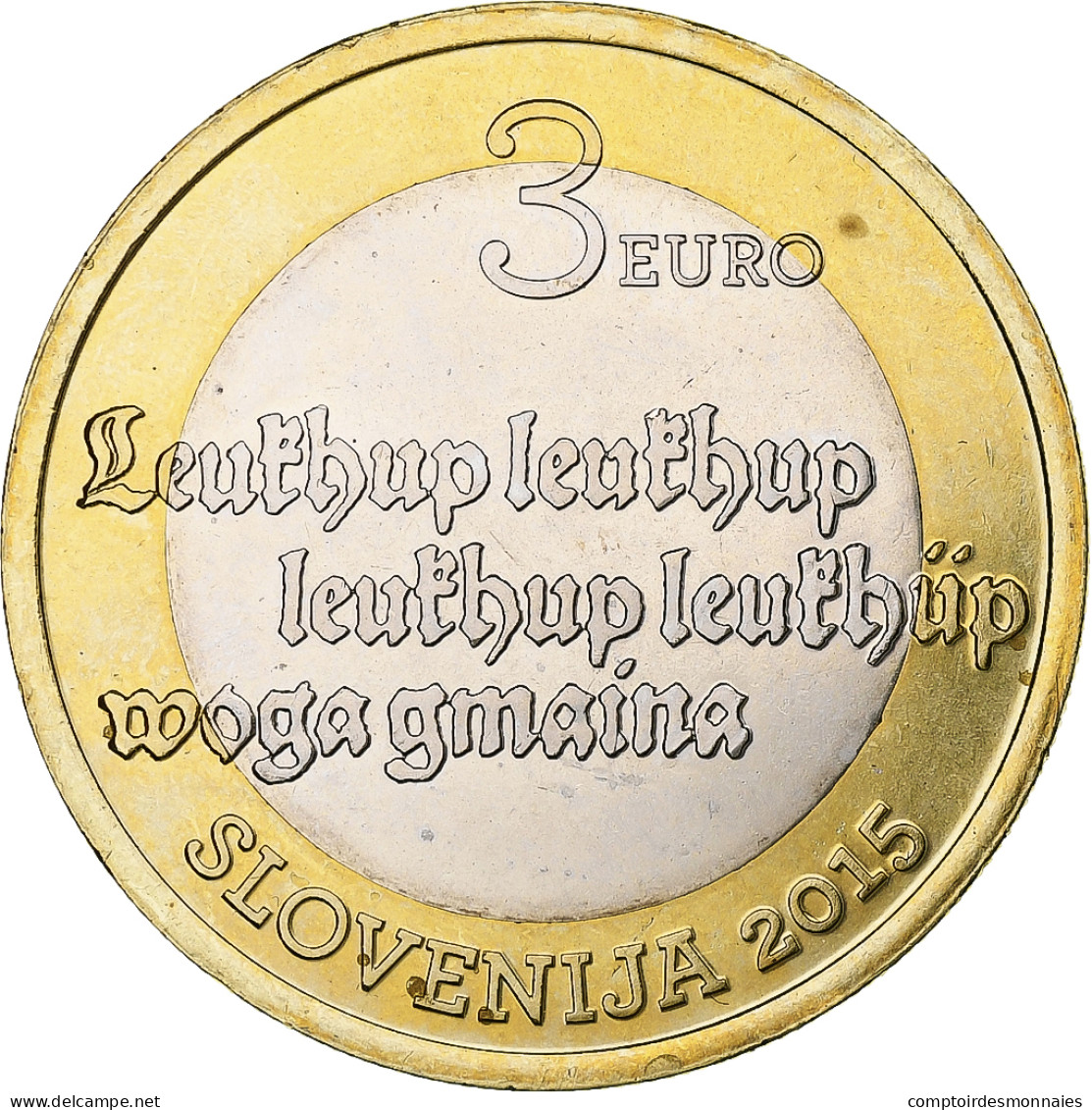 Slovénie, 3 Euro, 2015, Stara Prauba 1515, SPL, Bimétallique - Slovenië