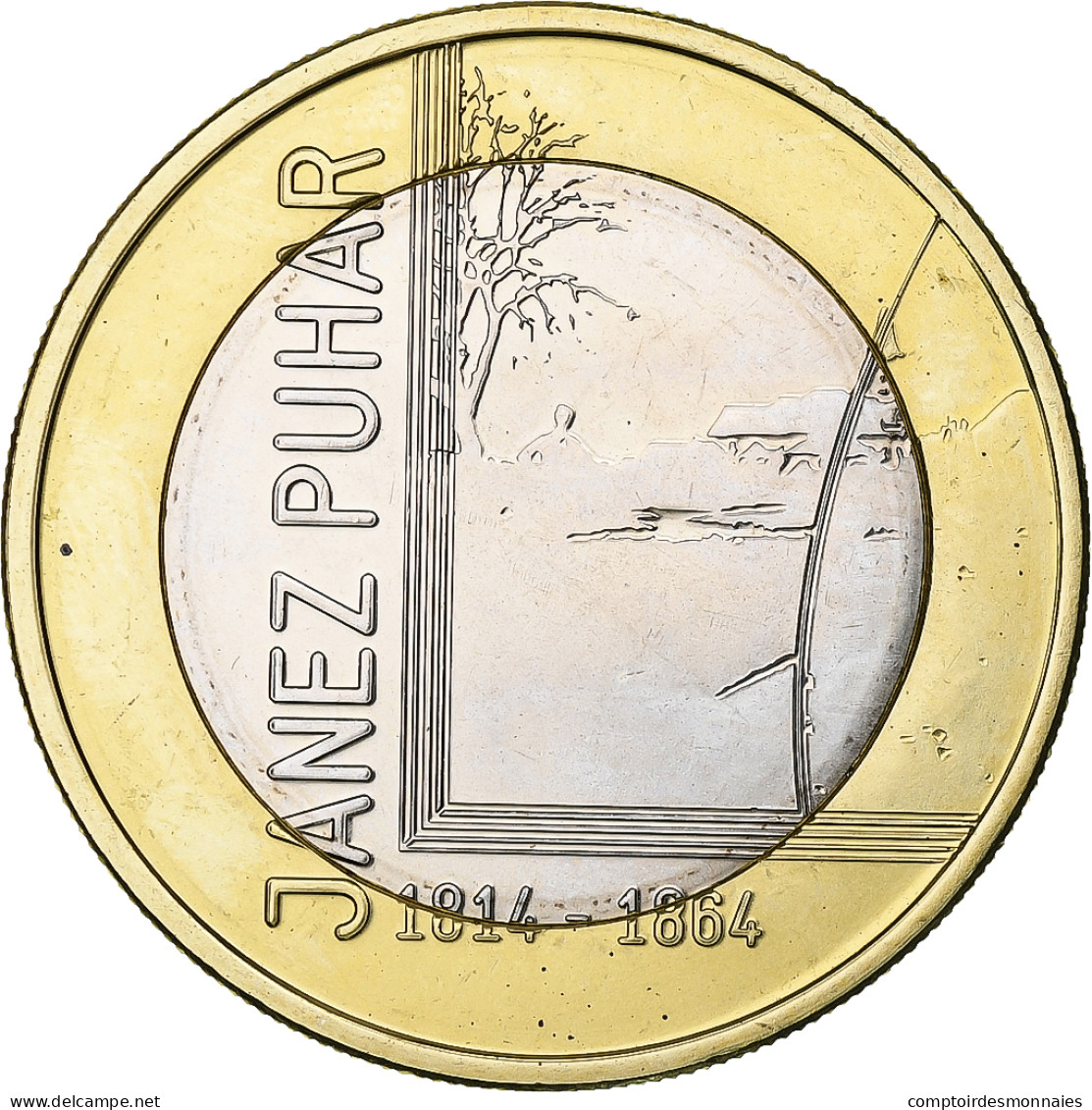 Slovénie, 3 Euro, Janez Puhar, 2014, BU, SPL, Bimétallique - Slovenia