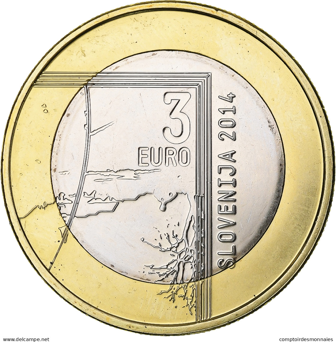 Slovénie, 3 Euro, Janez Puhar, 2014, BU, SPL, Bimétallique - Slovenië