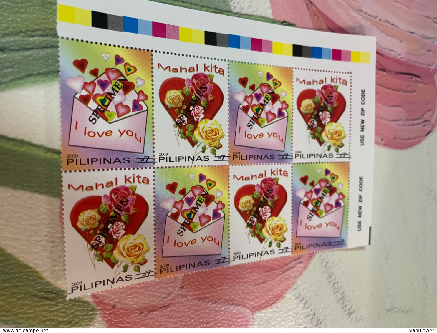 Philippines Stamp Specimen 2009 Block Love Rose Mahal Kita Letter - Filipinas