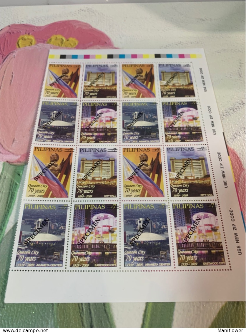 Philippines Stamp Specimen 4 Sets 2009 Quezon City Hall Bridge Flag - Philippines