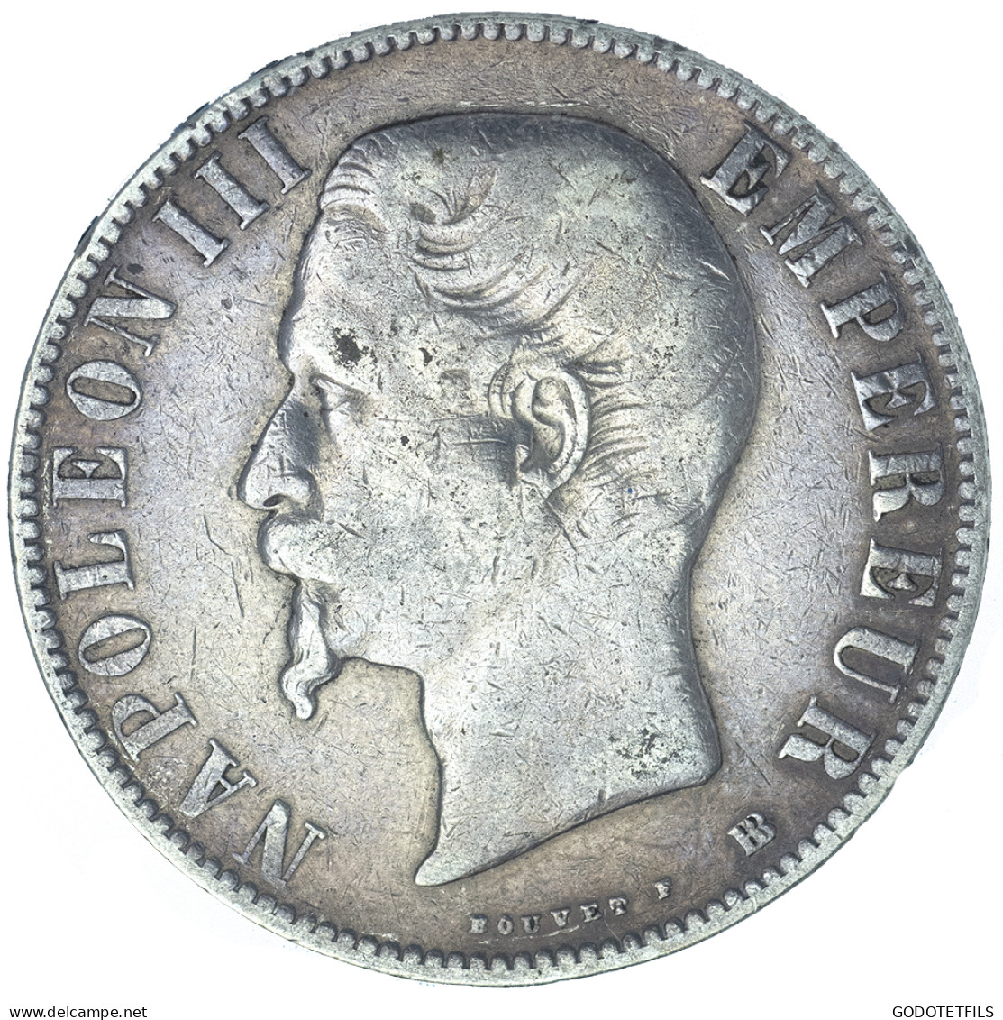 Second-Empire- 5 Francs Napoléon III Tête Nue 1855 Strasbourg - 5 Francs
