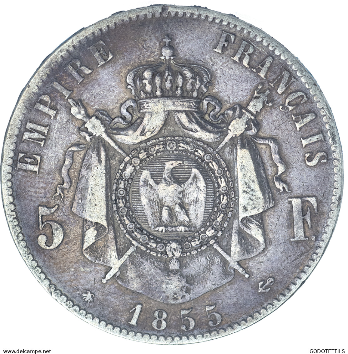 Second-Empire- 5 Francs Napoléon III Tête Nue 1855 Strasbourg - 5 Francs