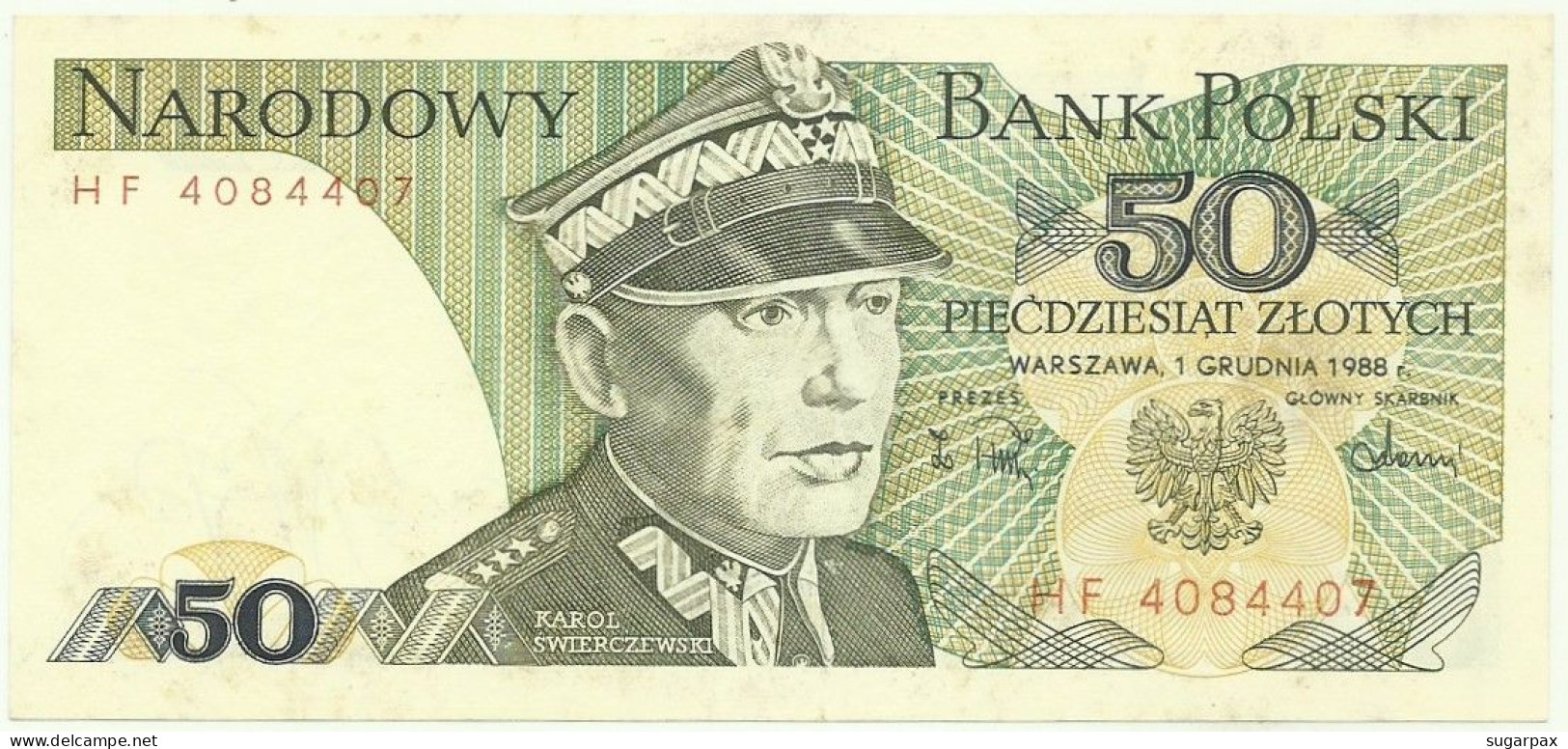 POLAND - 50 Zlotych - 1988 - Pick 142.c - AUnc. - Série HF - Narodowy Bank Polski - Pologne