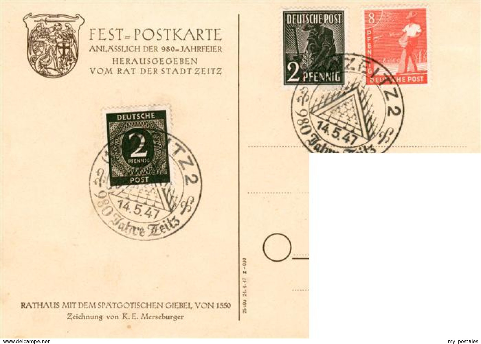 73875063 Zeitz Rathaus Spaetgotischer Giebel 16. Jdht. Festpostkarte Anlaesslich - Zeitz