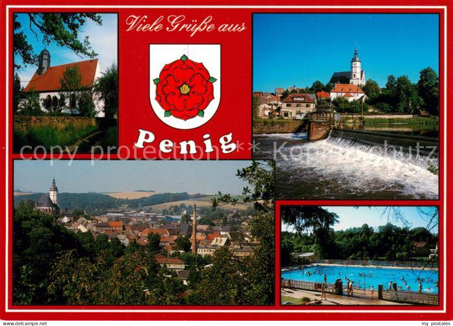 73840734 Penig Santk Aegidien Kirche Muldenwehr Mit Stadtkirche Panorama Schwimm - Penig