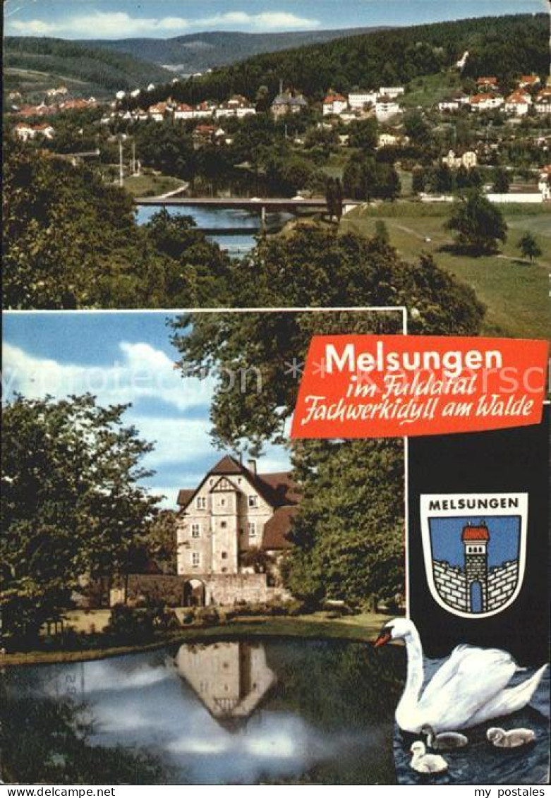 72225961 Melsungen Fulda Panorama Kaiserau Stadtwald Jagschloss Park Schwanentei - Melsungen