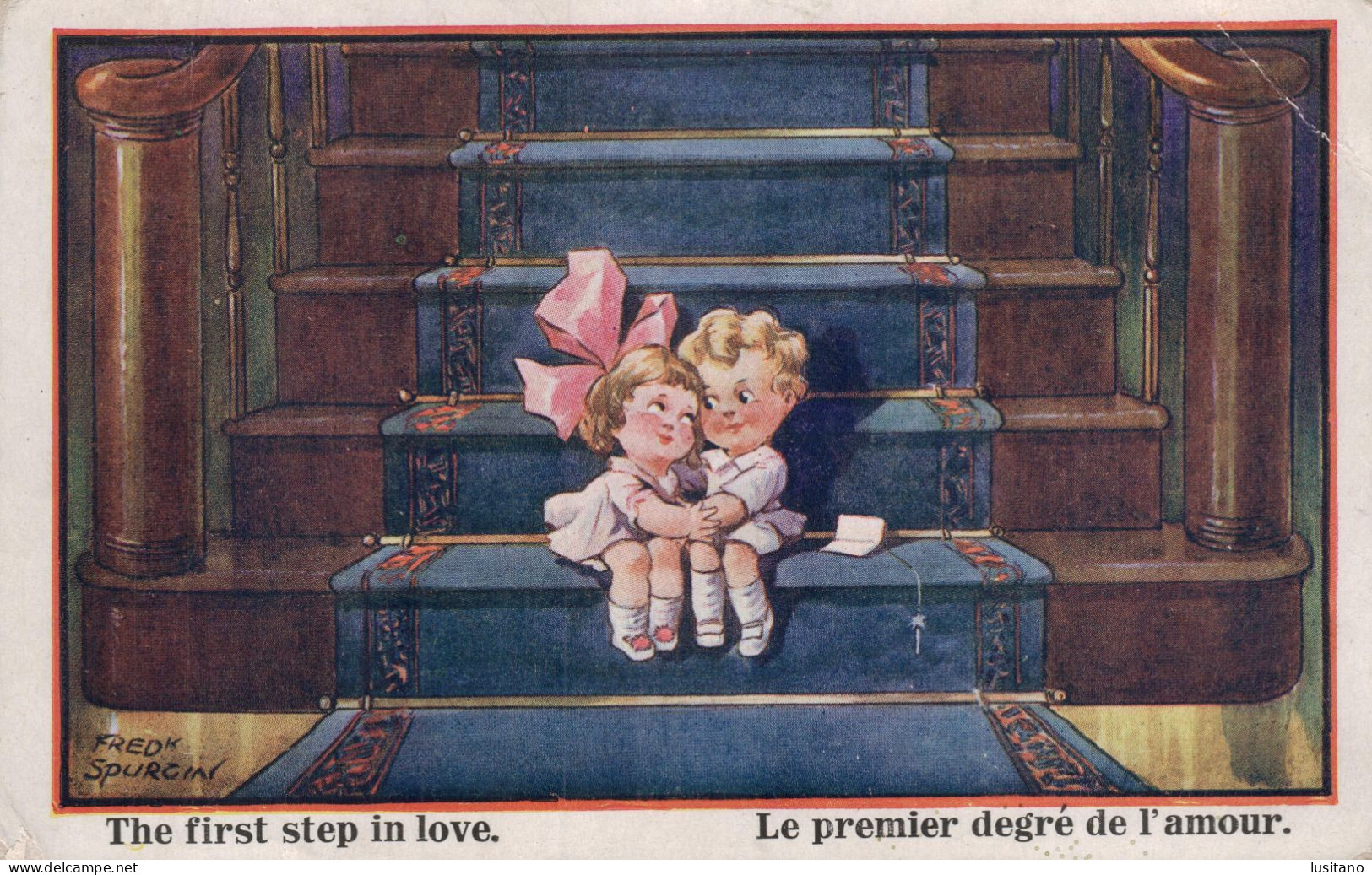 FRED SPURGIN ENFANTS : LE PREMIER DEGRE DE L'AMOUR THE FIRST STEP IN LOVE - LONDON TINY TOTS N° 371 INTER ART Co - Spurgin, Fred