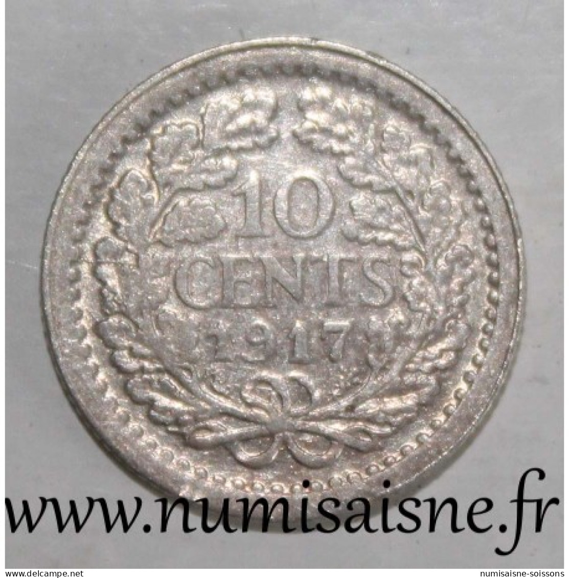 PAYS BAS - KM 145 - 10 CENTS 1917 - WILHELMINA - TTB - Other & Unclassified