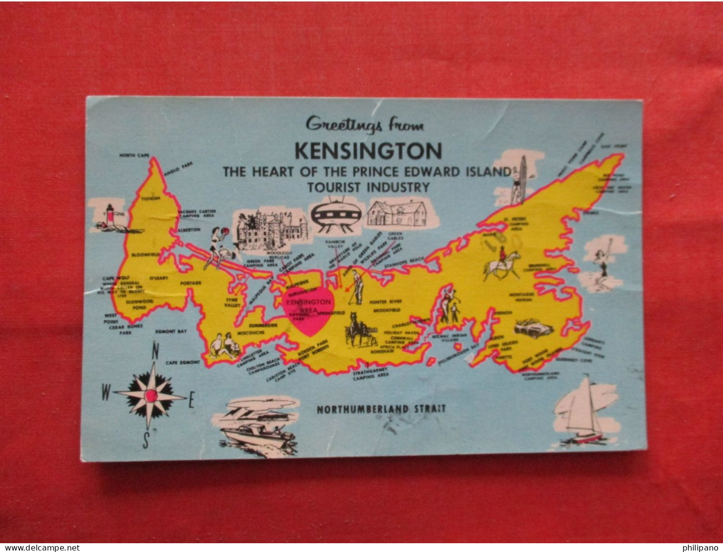 Map Greeting Kensington. Has Crease.  Prince Edward Island >   Ref 6319 - Other & Unclassified