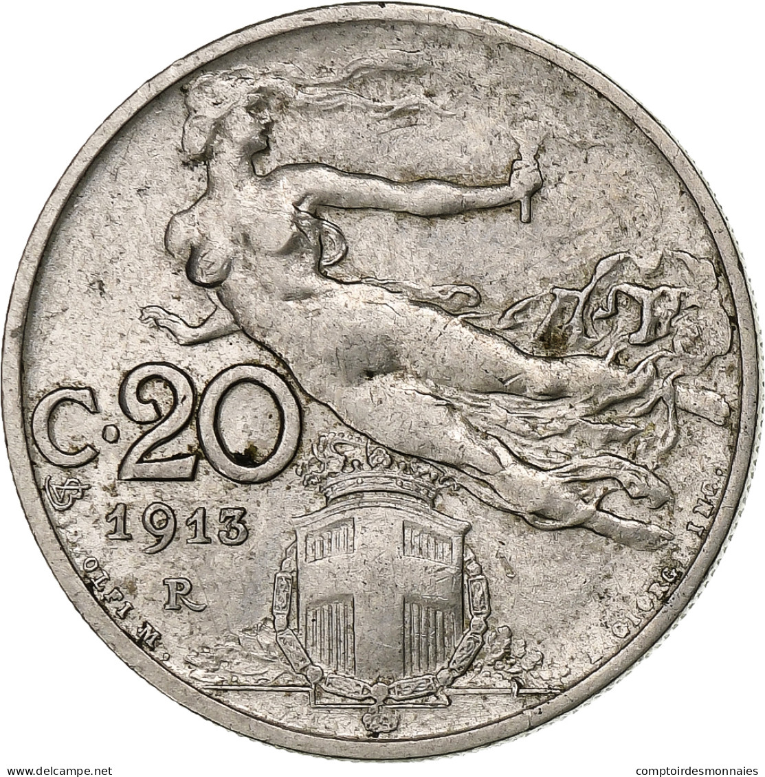 Italie, 20 Centesimi, 1913, Rome, TB+, Nickel - 1900-1946 : Victor Emmanuel III & Umberto II