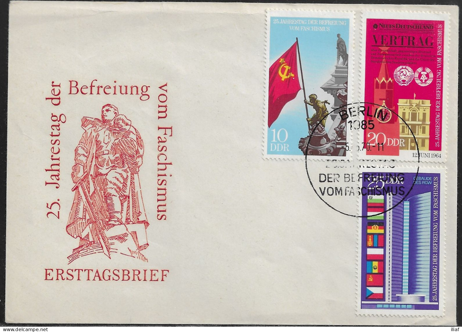 Germany DDR. FDC Sc. 1200-1202.    25th Anniversary Of The Liberation From Fascism.  FDC Cancellation On FDC Envelope - 1950-1970