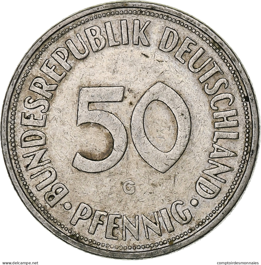 République Fédérale Allemande, 50 Pfennig, 1950, Karlsruhe, TB+ - 50 Pfennig