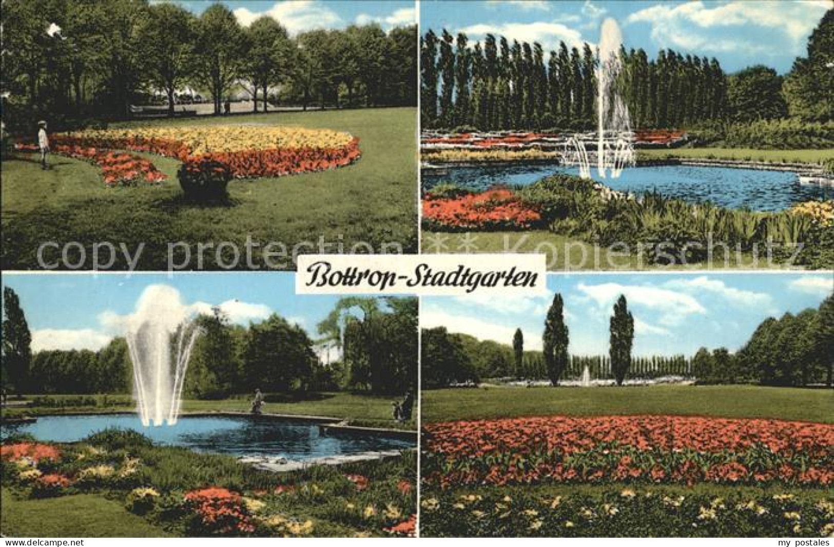 72210622 Bottrop Stadtgarten Motive Springbrunnen Blumenrabatten Bottrop - Bottrop