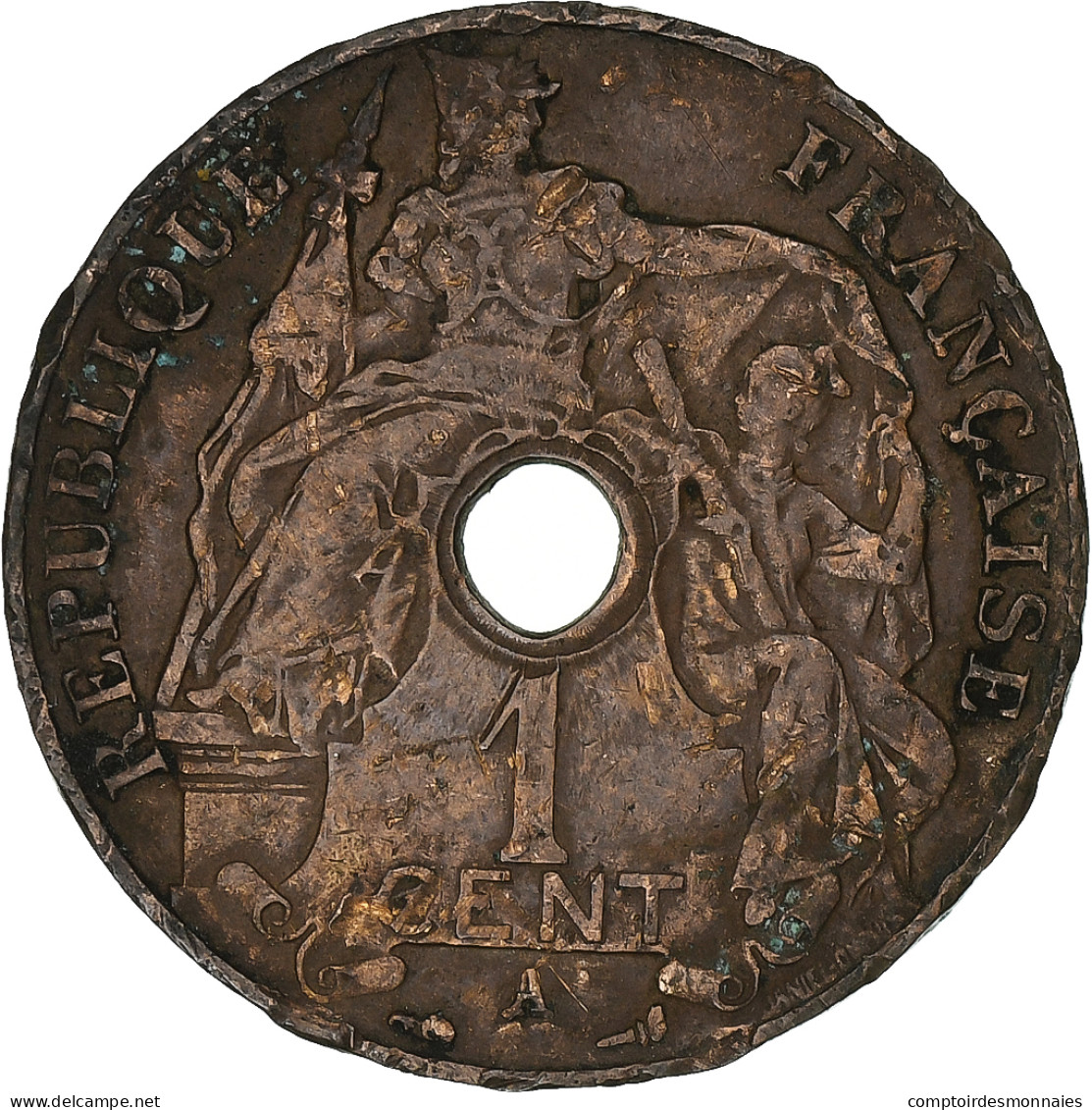 Indochine Française, Cent, 1919, Paris, TB, Bronze, KM:12.1 - Other & Unclassified